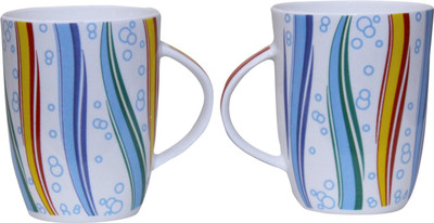 

Pearl Mug-P2 Bone China Mug(275 ml, Pack of 2), Multicolor
