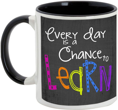 

AllUPrints Teacher A Chance To Learn Ceramic Mug(325 ml), Black