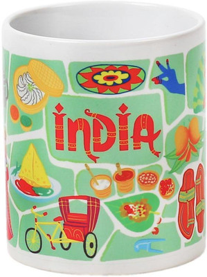

Chumbak Magical India Ceramic Mug(300 ml), Multicolor