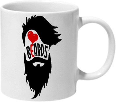 

Mooch Wale Heart Beard Ceramic Mug(325 ml), Multicolor