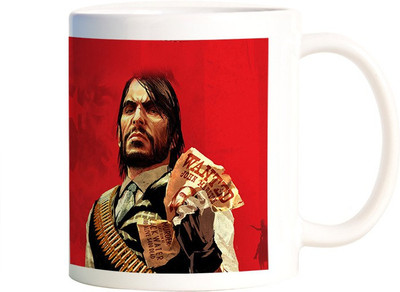 

Rangeele Inkers Red Dead Redemption Wanted Ceramic Mug(300 ml), Multicolor