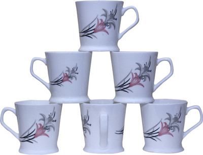 

Pearl Cup-S1 Bone China(Multicolor, Pack of 6)