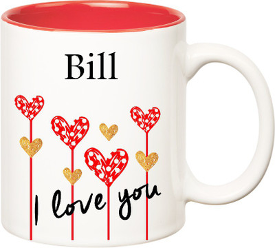 

Huppme I Love You Bill Inner Red (350 ml) Ceramic Mug(350 ml), Red;white