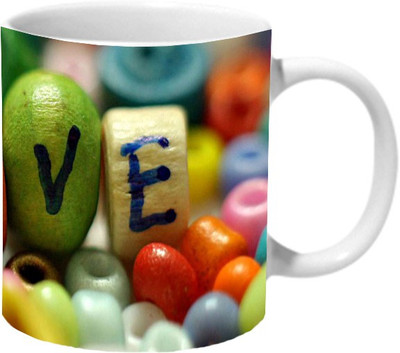 

Mooch Wale Love Beans Ceramic Mug(325 ml), Multicolor