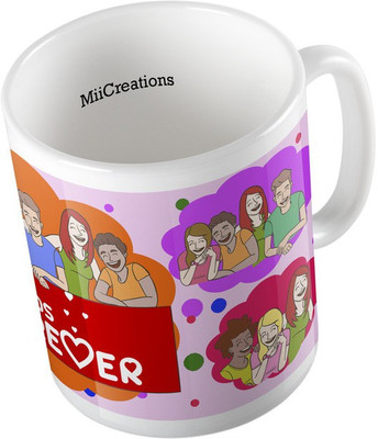 

MiiCreations Printed Friends Forever Ceramic Mug(325 ml), Multicolor