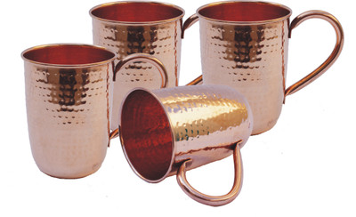 

Veda Home & Lifestyle Copper Hammered Round Set Copper Mug(1600 ml, Pack of 4), Brown