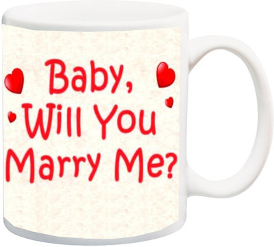 

ME&YOU Happy Rose Day;Baby Will You Marry Me Red Printed Ceramic Mug(325 ml), Multicolor