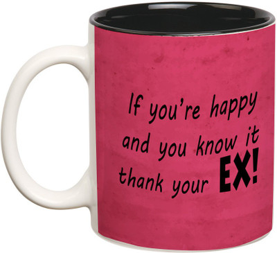 

Prithish Thank You'Re Ex Double Color Ceramic Mug(330 ml), Multicolor