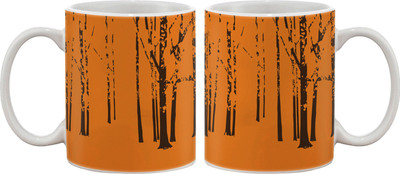

Artifa Orange Forest Porcelain, Ceramic Mug(350 ml), Multicolor