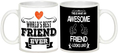 

AllUPrints Friendship Day Gifts - Gift For Friend (Design 4) Ceramic Mug(325 ml, Pack of 2), White