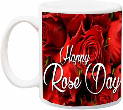 

ME&YOU Gift for Husband/Wife/Boyfriend/Girlfriend/lover;Happy Rose Day Red Printed Ceramic Mug(325 ml), Multicolor