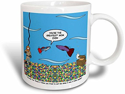 

3dRose Mothers Day Guppy Love Ceramic, 15 oz, White Ceramic Mug(60 ml), Multicolor