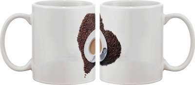 

Artifa Heart Coffee Beans Porcelain, Ceramic Mug(350 ml), Multicolor