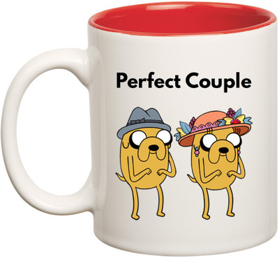 

HuppmeGift Perfect Inner Red Ceramic Mug(350 ml), Red;white