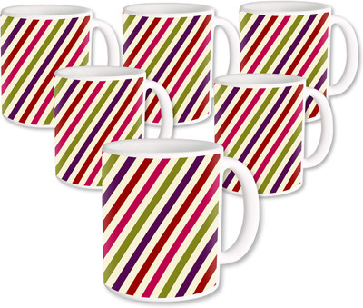 

Heyworlds Gifts for Pattern Design set six 07 Ceramic Mug(325 ml, Pack of 6), Multicolor