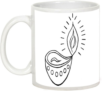 

AllUPrints Gifts For Diwali - Enjoy The Holy Occasion Of Deepawali Ceramic Mug(325 ml), White