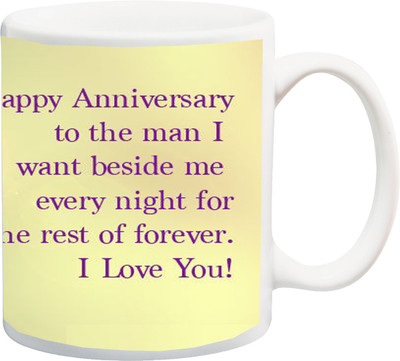 

ME&YOU Gift for Husband/Wife/Boyfriend/Girlfriend/Couple On Valentine's Day Or Anniversary;Happy Annivaesery I Love You Red Rose 3D Printed Ceramic Mug(325 ml), Multicolor
