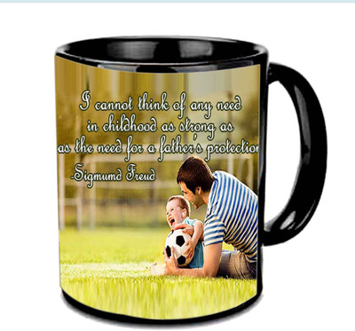 Raj Laxmi Nice Design N Caption About Father Multicolor Ceramic Mug(3.5 ml), Black