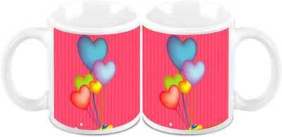 

Homesogood Flying Hearts On Valentine's Day (Set Of 2) Ceramic Mug(325 ml, Pack of 2)