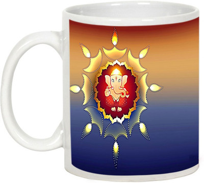 

AllUPrints Gifts For Deepawali - Prosperous Happy Diwali Design 36 Ceramic Mug(325 ml), White