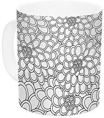 

Kess InHouse InHouse Julia Grifol White Flowers Ceramic Coffee, 11 oz, Multicolor Ceramic Mug(60 ml)