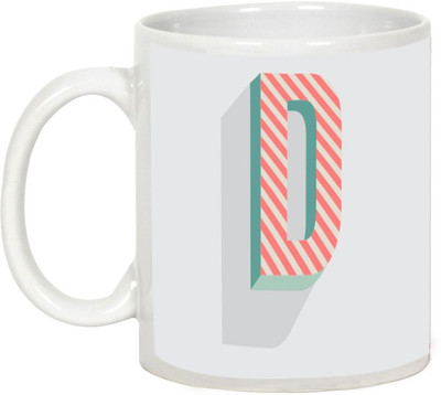 AllUPrints Retro Design Alphabet Letters "D" Ceramic Mug(325 ml), White
