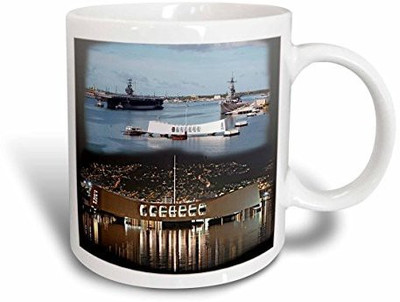 

3dRose mug_107070_2 USS Abraham Lincoln, USS Arizona Memorial (Day and Night) Pearl Harbor Ceramic, 15-Ounce Ceramic Mug(60 ml), Multicolor