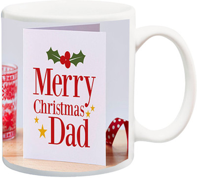 

ME&YOU Gift For family/Relative/friend;Merry christmas Dad printed Ceramic Mug(325 ml), Multicolor