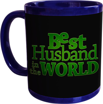 

SajawatHomes Best Husband In The World Blue Coffee Ceramic Mug(350 ml), Multicolor