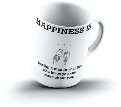 

Ucard Happiness Is1259 Bone China, Ceramic, Porcelain Mug(325 ml), Multicolor