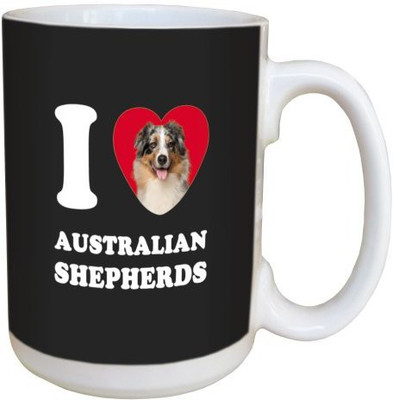

Tree Free Greetings LM44998 I Heart Australian Shepherds Ceramic with Full-Sized Handle, 15-Ounce, Black/Red/White Ceramic Mug(60 ml), Multicolor