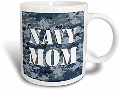 

3dRose Navy Mom Blue Camouflage, 11-Ounce Ceramic Mug(60 ml)