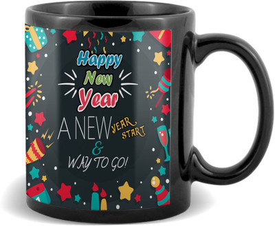 

SKY TRENDS Happy new year vey beautyful black colour gifts for boyfriend girlfriend friend brother sister Ceramic Mug(320 ml)