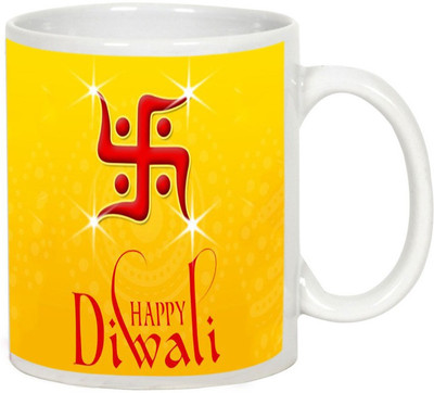 

AllUPrints Gifts For Deepawali - Prosperous Happy Diwali Design 22 Ceramic Mug(325 ml), White