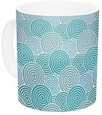 

Kess InHouse InHouse Nick Atkinson Ocean Swirl Teal Green Ceramic Coffee, 11 oz, Multicolor Ceramic Mug(60 ml)