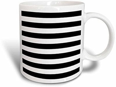

3dRose mug_56663_2 Stylish Contemporary Stripes-Black and White Striped Pattern Aka Breton Stripe Ceramic, 15-Ounce Ceramic Mug(60 ml)