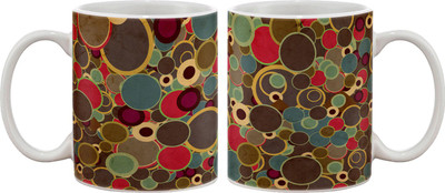 

Artifa Grunge Circles Porcelain, Ceramic Mug(350 ml), Multicolor