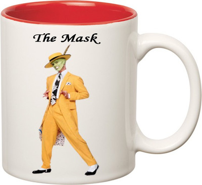 

HuppmeGift The Mask Inner Red Ceramic Mug(350 ml), Red;white