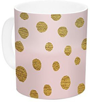

Kess InHouse InHouse Nika Martinez Golden Dots and Pink Blush Ceramic Coffee, 11 oz, Multicolor Ceramic Mug(60 ml)