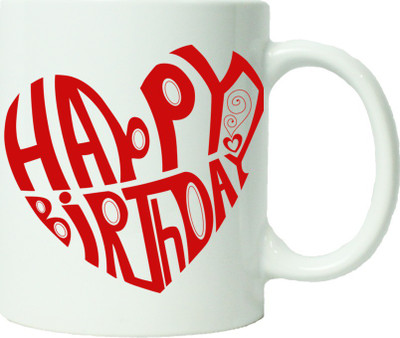 

Maison N Mode Happy Birth Day Heart Shape Coffee Ceramic Mug(330 ml), Multicolor