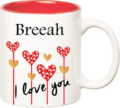 

Huppme I Love You Breeah Inner Red (350 ml) Ceramic Mug(350 ml), Red;white