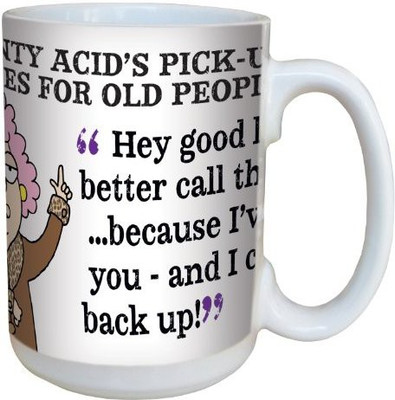 

Tree-Free Greetings Greetings lm43815 Hilarious Aunty Acid Pick Up Lines by The Backland Studio Ceramic, 15-Ounce Ceramic Mug(60 ml), Multicolor