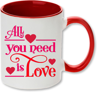 

Heyworlds all you need is love valentine gifts 01 Ceramic Mug(325 ml), Multicolor