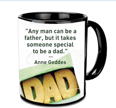 

Raj Laxmi Lovely Words N Design About Father Multicolor Ceramic Mug(3.5 ml), Black