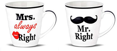 

Crackndeal ANH-344A Ceramic Mug(305 ml, Pack of 2), Black;red