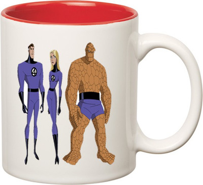 

Huppme Fantastic Four Inner Red Ceramic Mug(350 ml), Red;white