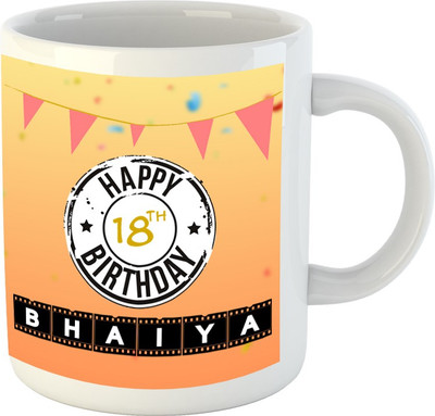 

HuppmeGift Happy Birthday Bhai White Ceramic Mug(350 ml)
