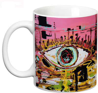 

Prithish Eye Abstract Painting Ceramic Mug(330 ml), Multicolor