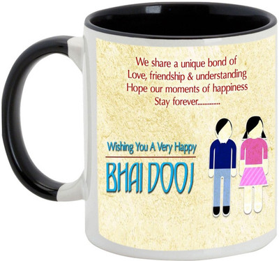 

AllUPrints Gifts For Bhaiya Dooj - We Share A Unique Bond Of Love Black Ceramic Mug(325 ml)