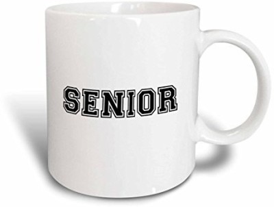 

3dRose Senior High School Or College Or University School Year Souvenir Or Sr Nickname Retro Preppy Ceramic, 15 oz, White Ceramic Mug(60 ml), Multicolor